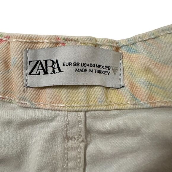 Zara ~ Womens High Rise Shorts ~ Marble Swirl Pastel 5 pocket Denim ~ size 4 - Picture 6 of 9